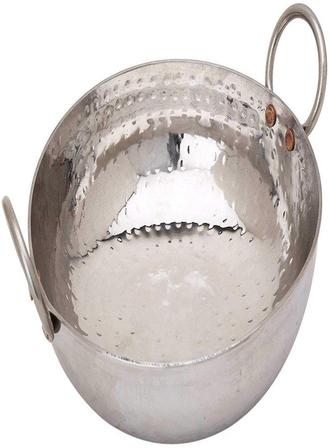 JGS Heavy Guage Multipurpose Stainless Steel Hammered Cooking Kadhai Cookware Kadai Frying Pan for Kitchen Home 2 Liter