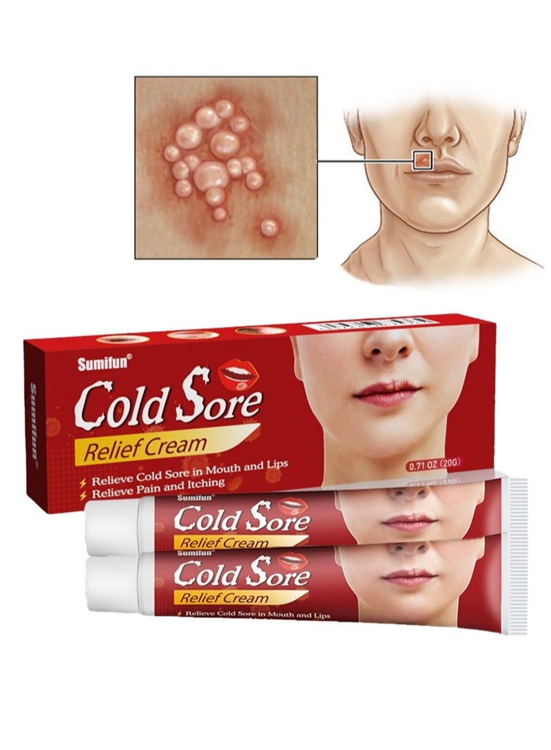 سوميفون كريم لتخفيف القروح الباردة، قطعتين، يخفف القروح الباردة في الفم والشفاه، يخفف الألم والحكة، يوفر تبريدًا فوريًا وتسكينًا للألم، مناسب للشفاه (20 جم + 20 جم) - Image 1