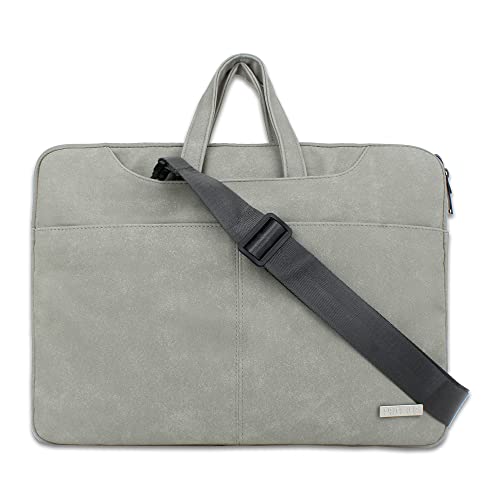 Probus Unisex Adult Pu Leather Laptop Sleeve Case Messenger Organizer Bag -Grey - Image 1