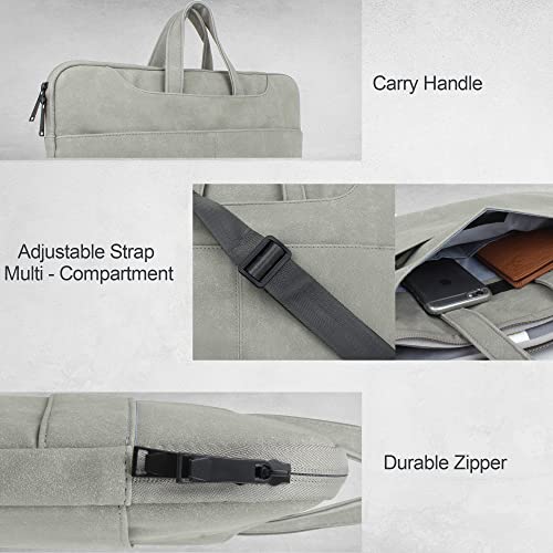 Probus Unisex Adult Pu Leather Laptop Sleeve Case Messenger Organizer Bag -Grey - Image 5