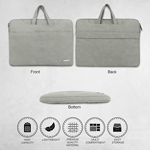 Probus Unisex Adult Pu Leather Laptop Sleeve Case Messenger Organizer Bag -Grey - Image 2