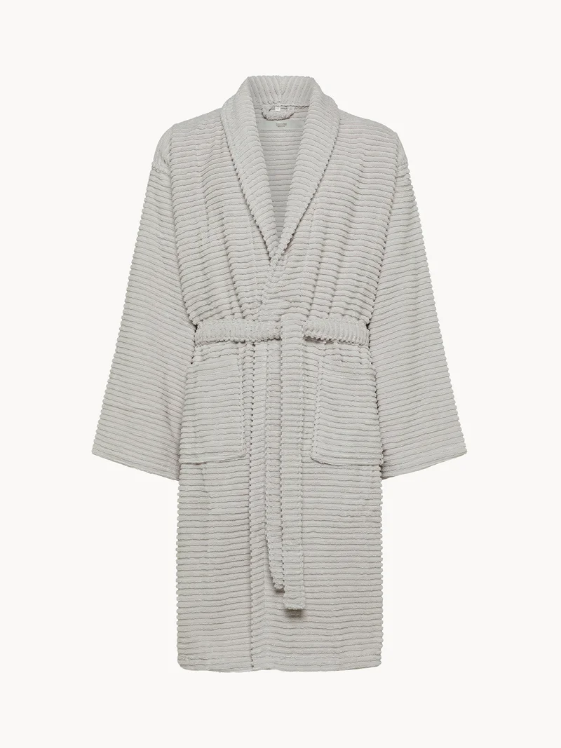 Coincasa Coincasa-Zero Twist Striped Terry Bathrobe - Large-Grey