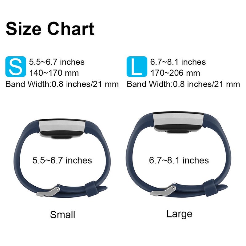 Mugust 3 Pack Sport Bands Compatible with Fitbit Charge 2 Bands Women Men, Adjustable Replacement Strap Wristbands for Fitbit Charge 2 HR Small Large (Small, Black/Navy Blue/Gray) - Image 2