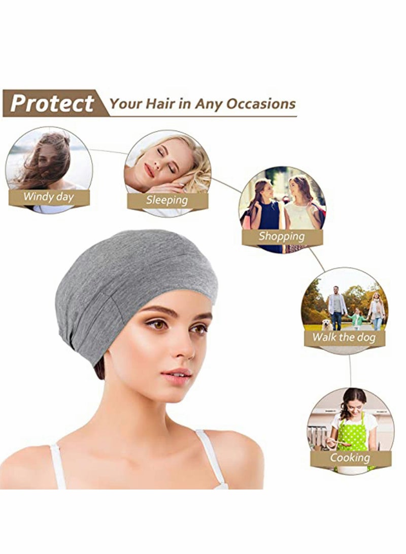 Excefore Slouchy Beanie for Men Women Satin Silk Lined Adjustable Sleep Hat, 2 Pack - Image 4
