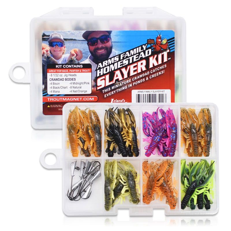 Trout Magnet Arms Family Homestead Slayer Kit - 36 Piece Crawfish Imitation Fishing kit - Perfect for Creeks and Ponds -Made in The USA - Image 1