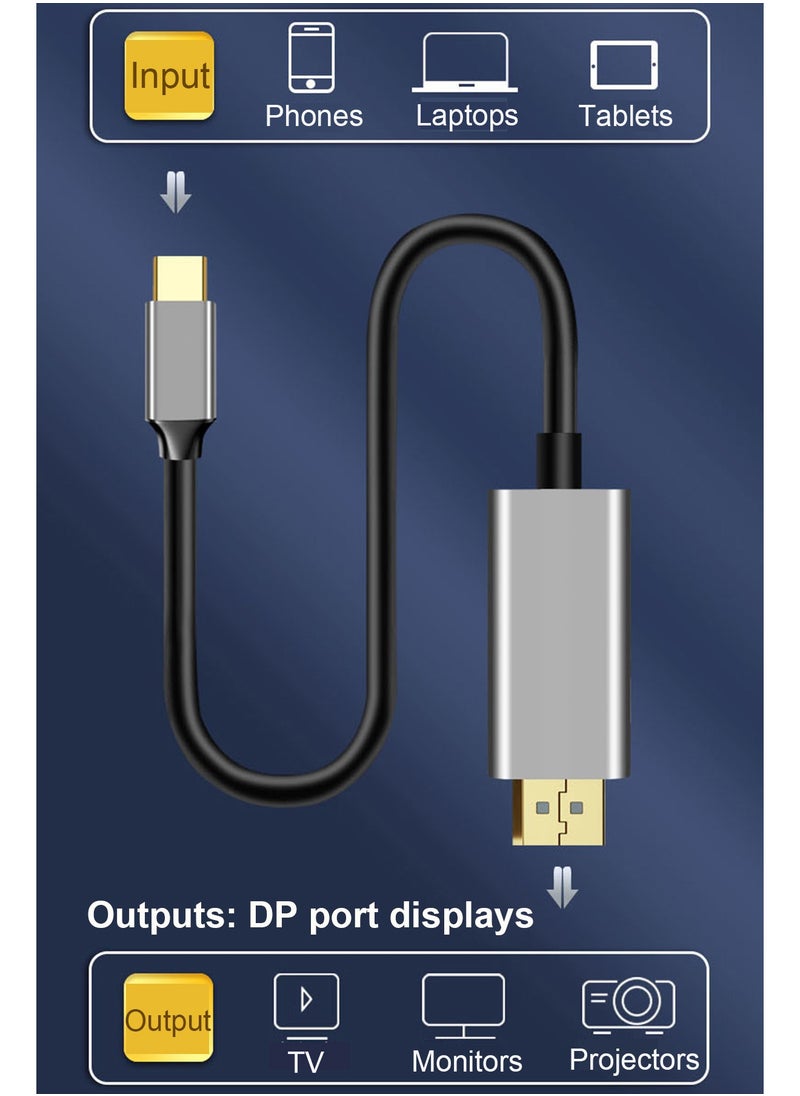 Generic - Type C to DP Adapter Cable 1.5 Meter Supports Up to 8K 60Hz Type C to Displayport Converter Cable Type C Male to DP Male Adapter Cable - Image 1