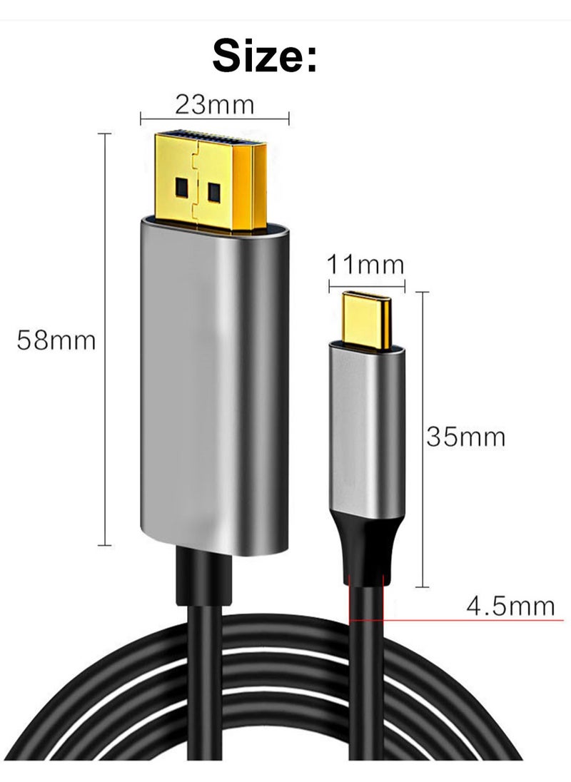 Generic - Type C to DP Adapter Cable 1.5 Meter Supports Up to 8K 60Hz Type C to Displayport Converter Cable Type C Male to DP Male Adapter Cable - Image 1