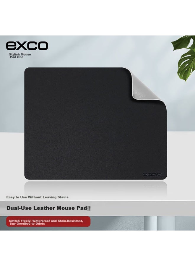 Exco Black And Gray Mouse Pad, Double-sided Leather, Large Size, For Laptop, Office, Waterproof, Leather, Gaming, Hard E-sports Desk Mat 0143 - Image 1