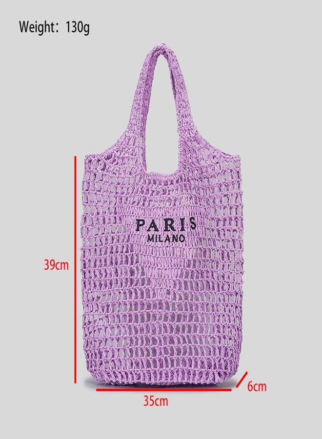 Covelin Women's Handwoven Straw Tote Bag - Lightweight, Large Capacity Boho Beach Bag Khaki - Image 2
