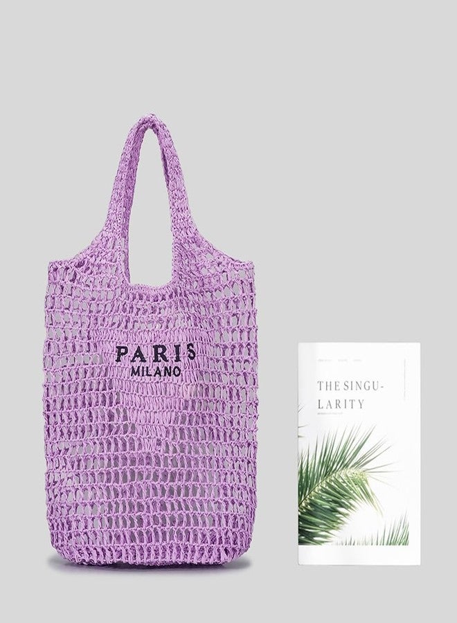 Covelin Women's Handwoven Straw Tote Bag - Lightweight, Large Capacity Boho Beach Bag Khaki - Image 5