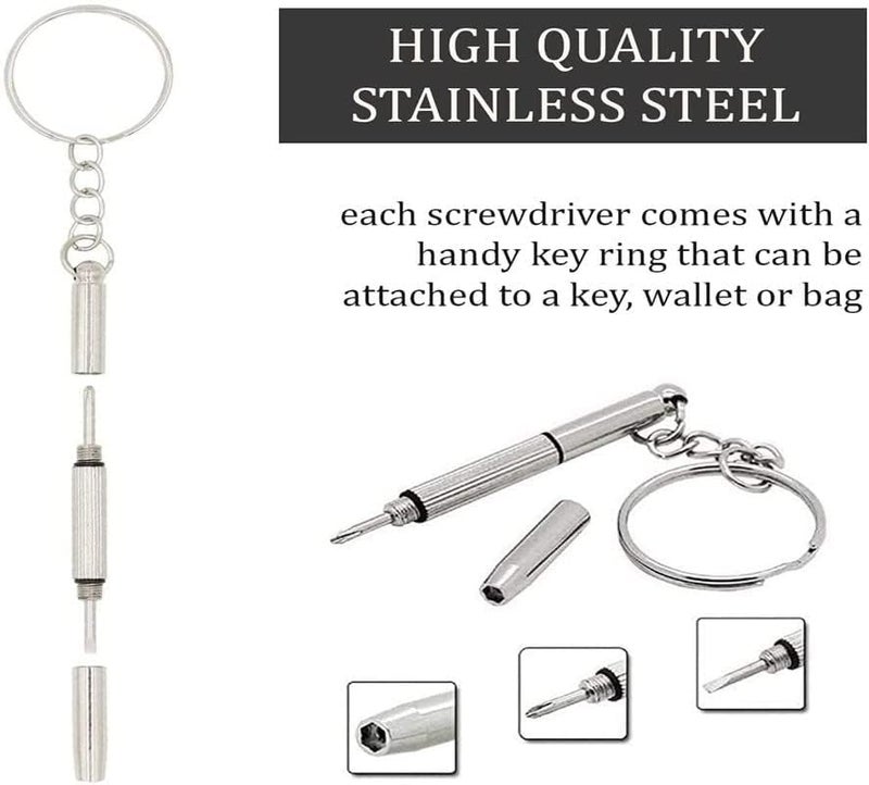 ZEVON ZEVON 3 In 1 Screwdriver Keychain Compact Pocket Mini DIY Screwdriver Kit with Keychain for Eyeglass Sunglass Watch Jewellery Electronics Toy Repair Kit KidsAdults  - Image 2