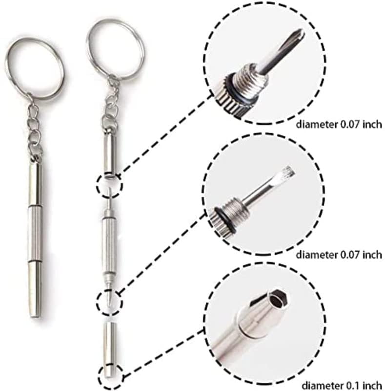 ZEVON ZEVON 3 In 1 Screwdriver Keychain Compact Pocket Mini DIY Screwdriver Kit with Keychain for Eyeglass Sunglass Watch Jewellery Electronics Toy Repair Kit KidsAdults  - Image 4