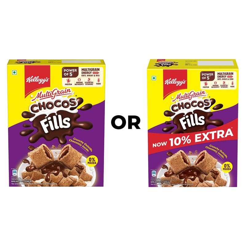 Kellogg's Chocos Fills 250g + 25g Extra Free | Double Chocolaty, Anytime Snack | 3 Grains: Oats, Wheat & Rice, Protein Rich, 0% Maida - Image 2