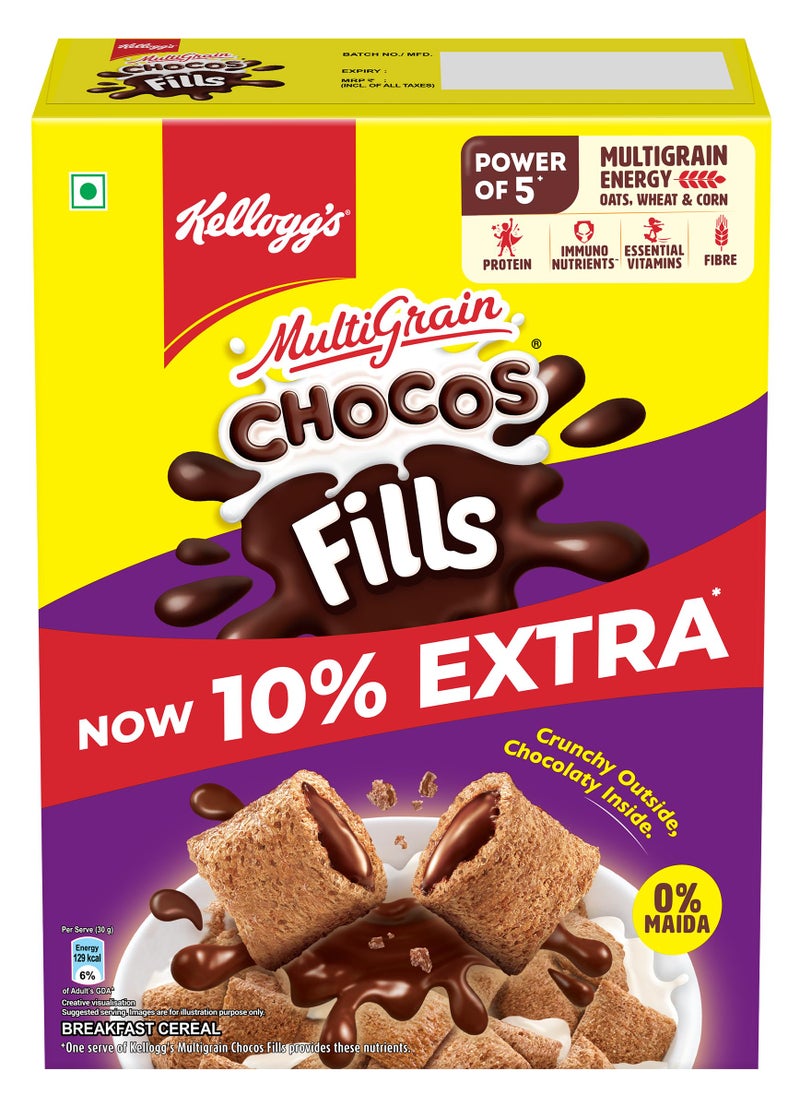 Kellogg's Chocos Fills 250g + 25g Extra Free | Double Chocolaty, Anytime Snack | 3 Grains: Oats, Wheat & Rice, Protein Rich, 0% Maida - Image 1