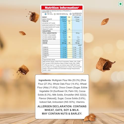 Kellogg's Chocos Fills 250g + 25g Extra Free | Double Chocolaty, Anytime Snack | 3 Grains: Oats, Wheat & Rice, Protein Rich, 0% Maida - Image 4