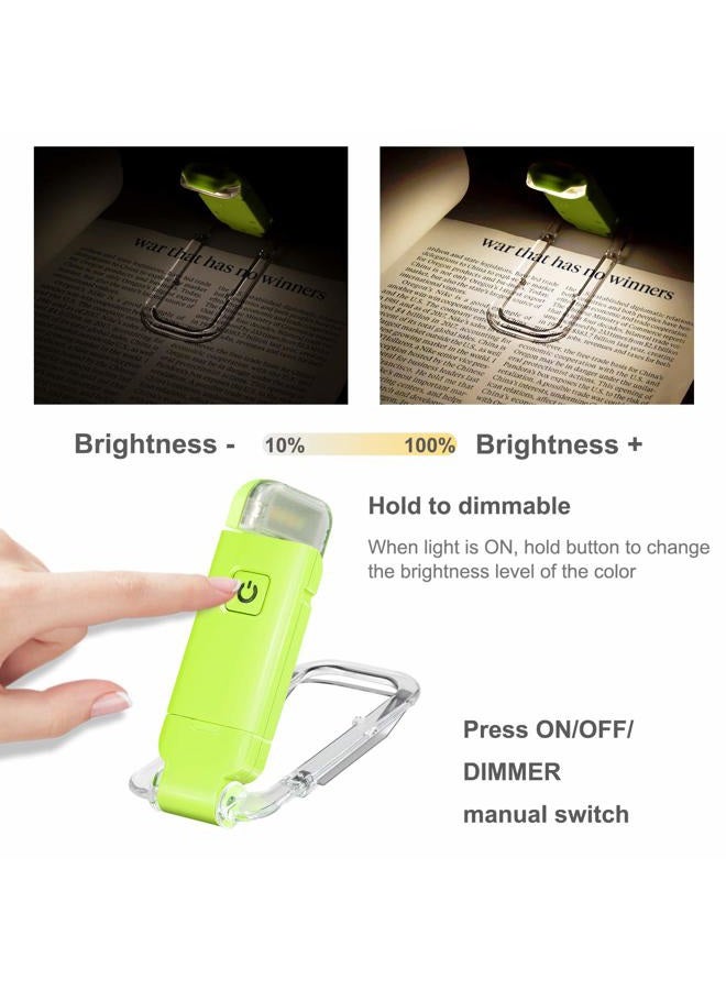 HONWELL Rechargeable Book Light, Clip On LED Reading Lights for Kids Reading in Bed, 3 Brightness Levels Dimmable Bookmark Light for Eye-Protection, Portable Reading Lamp for Bookworms, Travel(Green) - Image 2