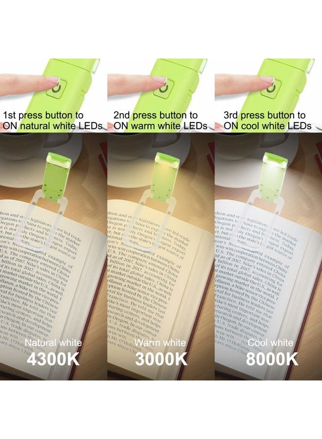 HONWELL Rechargeable Book Light, Clip On LED Reading Lights for Kids Reading in Bed, 3 Brightness Levels Dimmable Bookmark Light for Eye-Protection, Portable Reading Lamp for Bookworms, Travel(Green) - Image 4