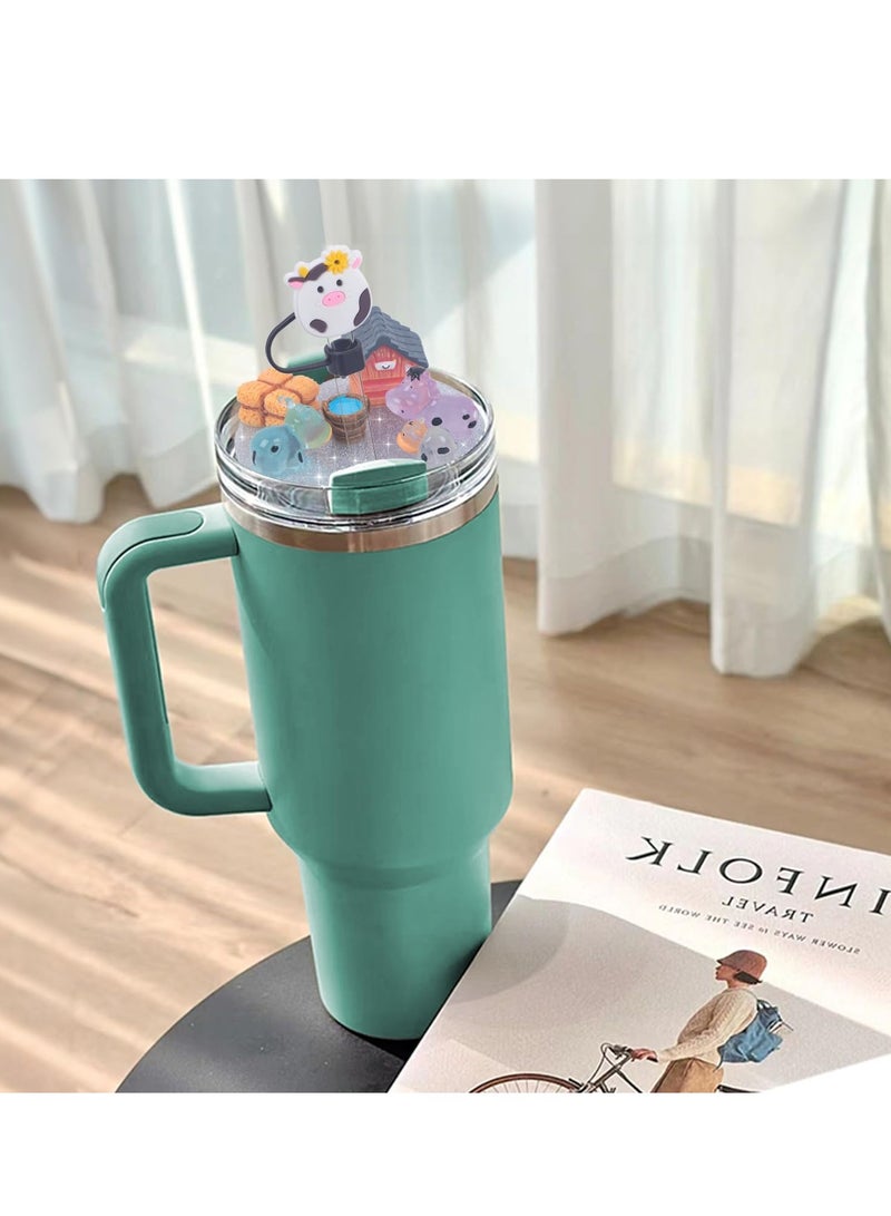 KASTWAVE مجموعة إكسسوارات كأس ستانلي، سحر لأكواب ستانلي H2.0 إكسسوارات 40 أونصة، مع غطاء غلاف سيليكون للشرب، لأكواب ستانلي، بقرة، 40 أونصة - Image 3