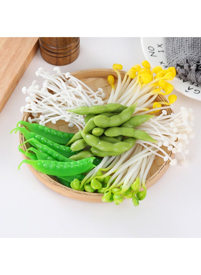 null - Simulation Soybean Model Bean Sprout Props Dutch Bean Four-season Bean Kidney Bean Flat Bean Fresh Bean Horn Mushroom Set Decoration-Color:White Bean Sprouts-small Head - Image 1