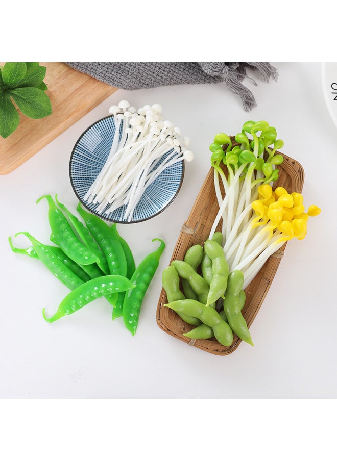 null - Simulation Soybean Model Bean Sprout Props Dutch Bean Four-season Bean Kidney Bean Flat Bean Fresh Bean Horn Mushroom Set Decoration-Color:White Bean Sprouts-small Head - Image 1