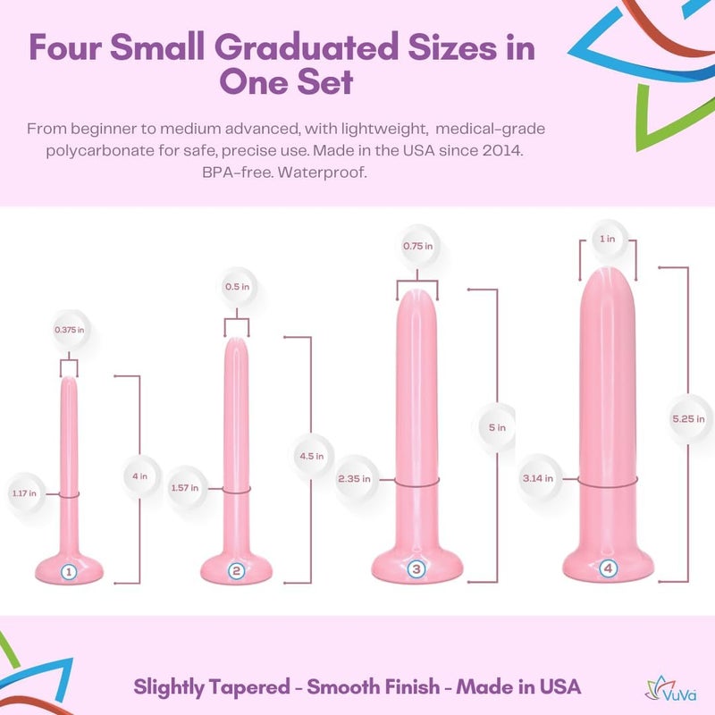 VuVa Smooth Pelvic Floor Support Set - Set of 4 BPA Free Dilators with Instructions and Discreet Pouch - Image 2
