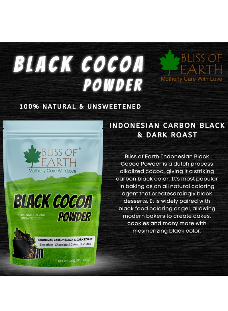 BLISS OF EARTH Black Cocoa Powder Natural and Unsweetened Carbon Black & Dark Roast Perfect for Cooking & Baking Cakes Biscuits Oreo Chocolates Smoothies 200GM Pack of 2 - Image 2