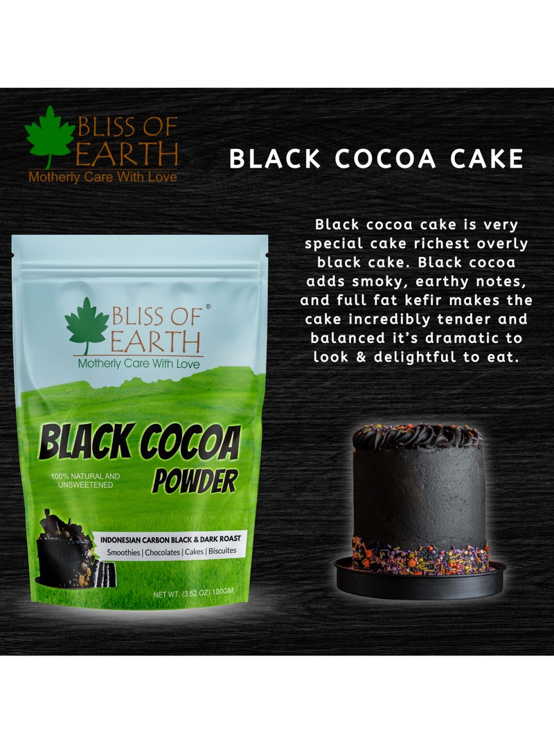 BLISS OF EARTH Black Cocoa Powder Natural and Unsweetened Carbon Black & Dark Roast Perfect for Cooking & Baking Cakes Biscuits Oreo Chocolates Smoothies 200GM Pack of 2 - Image 3