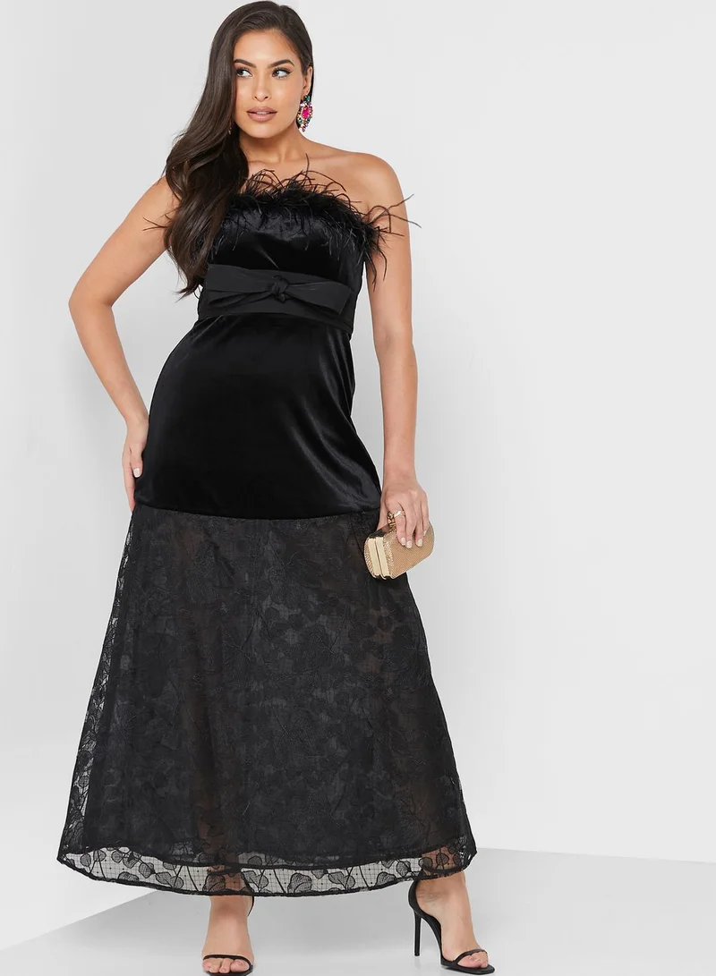 Femi9 Fur Detail Belted Dress