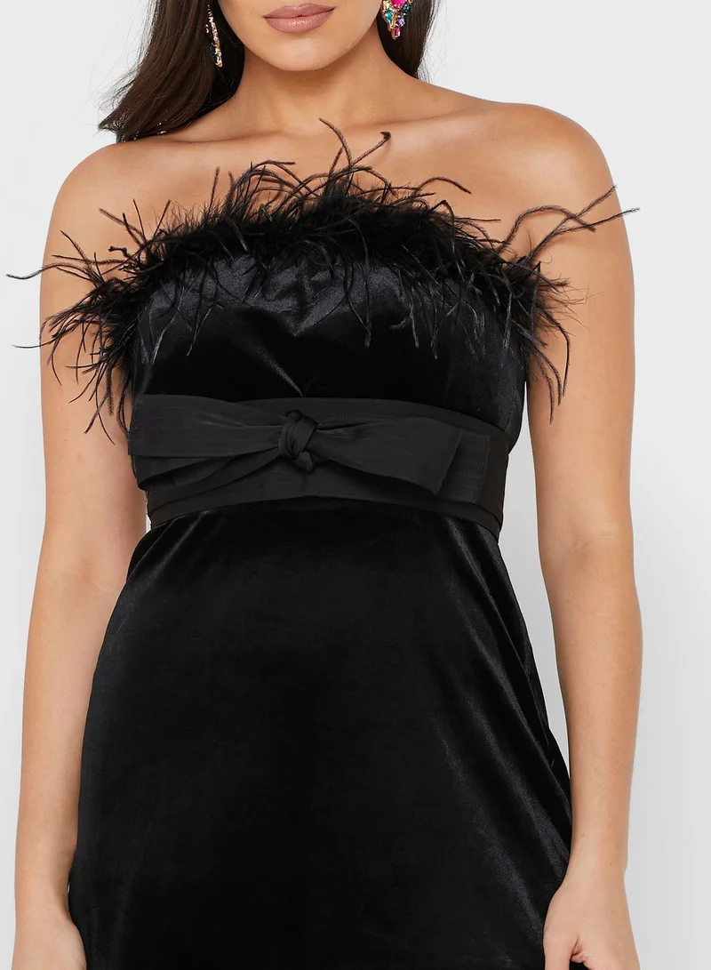 Femi9 Fur Detail Belted Dress