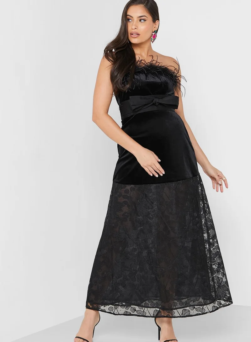 Femi9 Fur Detail Belted Dress