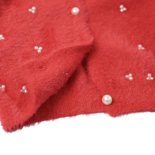 Bold N Elegant Girls Soft Knit Winter Cardigan Sweater with Pearl Buttons | Warm Woolen Stylish Party Cardigan for Girls Upto 5 Years Red - Image 5
