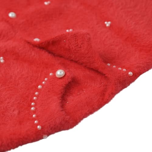 Bold N Elegant Girls Soft Knit Winter Cardigan Sweater with Pearl Buttons | Warm Woolen Stylish Party Cardigan for Girls Upto 5 Years Red - Image 4