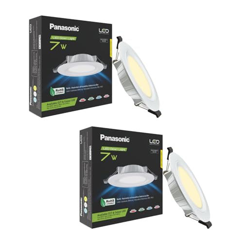 Panasonic 7 Watt LED Concealed Downlighter, LED Recessed Downlight, 85mm Cut Out, BIS & ROHS Certified, 4KV Surge Protection, Warm White Light (PDLM34073-2), Polycarbonate - Image 1