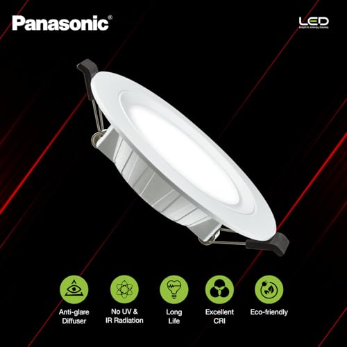 Panasonic 7 Watt LED Concealed Downlighter, LED Recessed Downlight, 85mm Cut Out, BIS & ROHS Certified, 4KV Surge Protection, Warm White Light (PDLM34073-2), Polycarbonate - Image 2