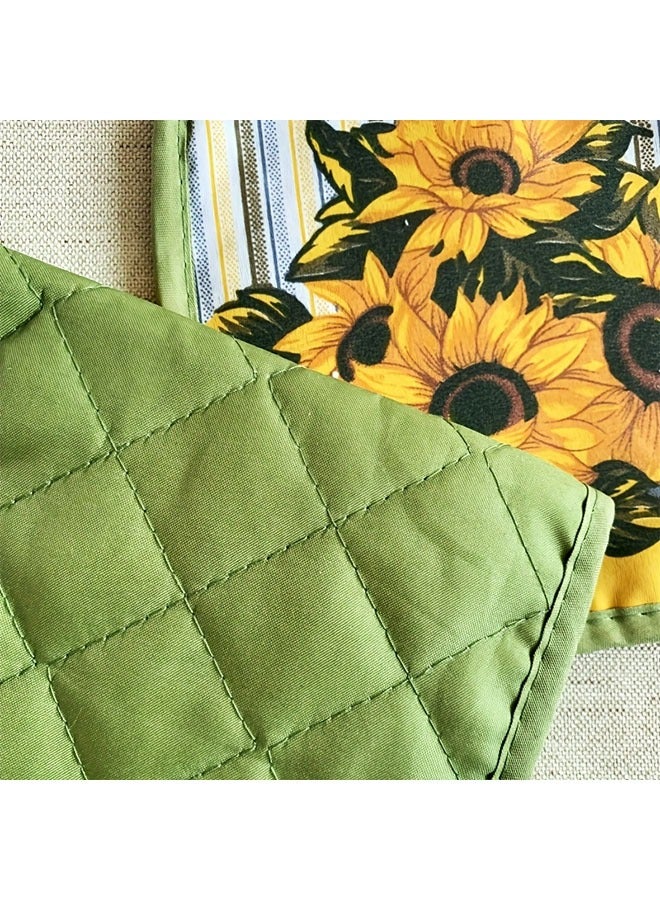 هومستر عباد الشمس الربيع القفازات وحاملي الوعاء الصيف الزهور قفازات Hot Pads المطبخ مقاومة للحرارة Non-Slip Potholders Set for Cooking Baking BQ - Image 5