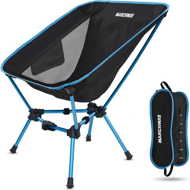 MARCHWAY Lightweight Folding Camping Chair Portable Foldable Compact for Outdoor Camp Travel Beach Picnic Festival Hiking Backpacking Supports 330Lbs Blue
