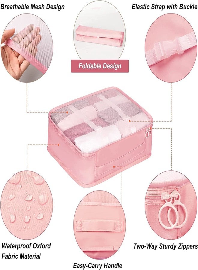 BSBDA Travel Organizer 7 in 1 Travel Laundry Cosmetics Luggage Packing Organizers Set Makeup Bags Organizer Packing Cubes with Shoe Bag for travel (Pink) - Image 5