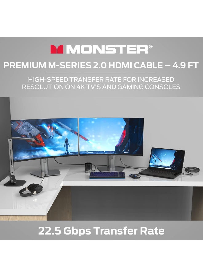 Monster HDMI Cable M-Series 2000 Certified Premium Ultra High Speed - 2.0 4K 60Hz, 22.5 Gbps 1.5 Meters - Image 4