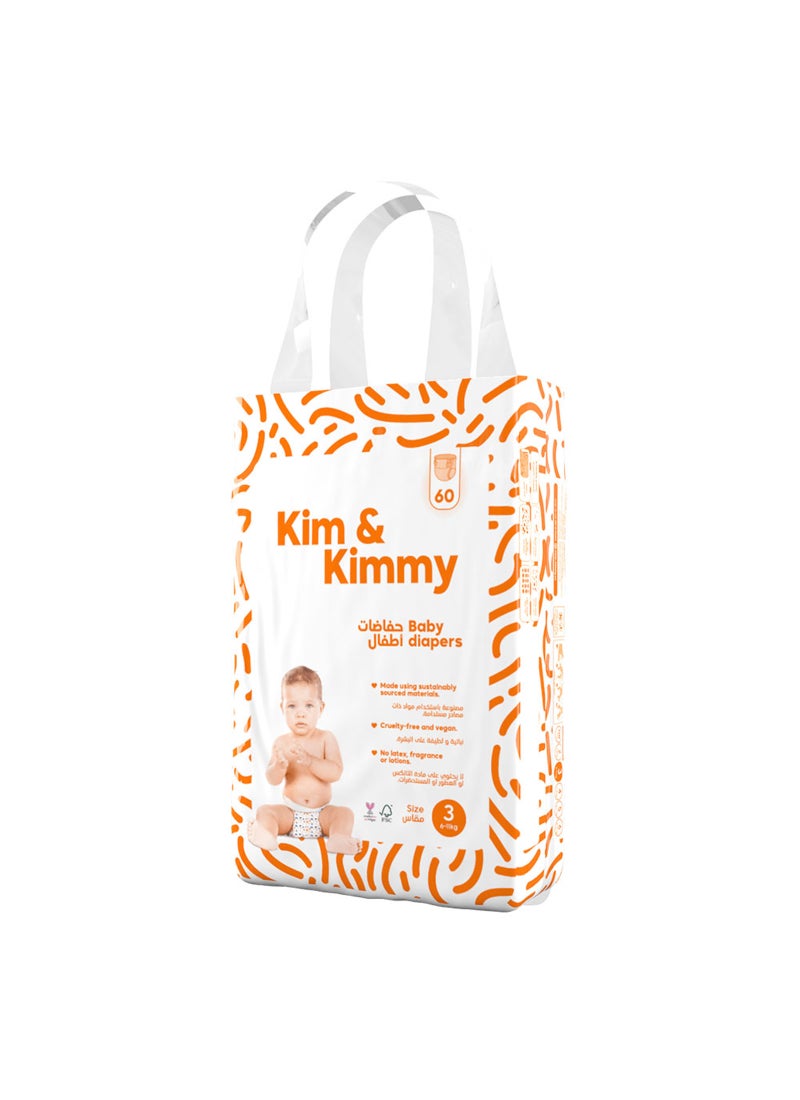 Kim & Kimmy Baby Size 3 Diaper 6 To 11Kg 60 Diapers - Image 1