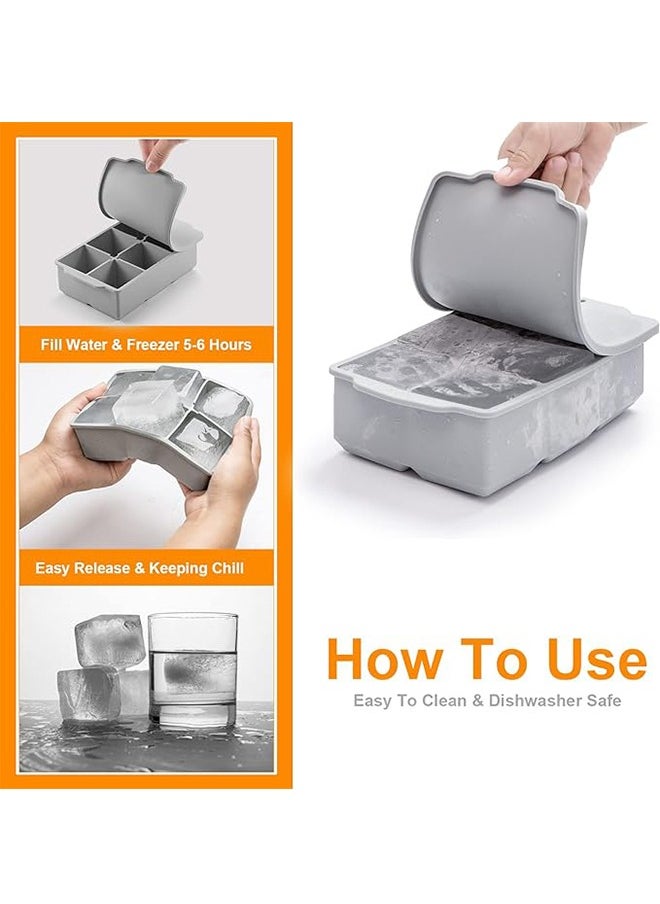 HOOPZOZA - Ice Cube Tray with Lid Easy Release 6 Grid Square Ice Cube Mold For Tea Beverage Coffee Fruit Yogurt - Image 1