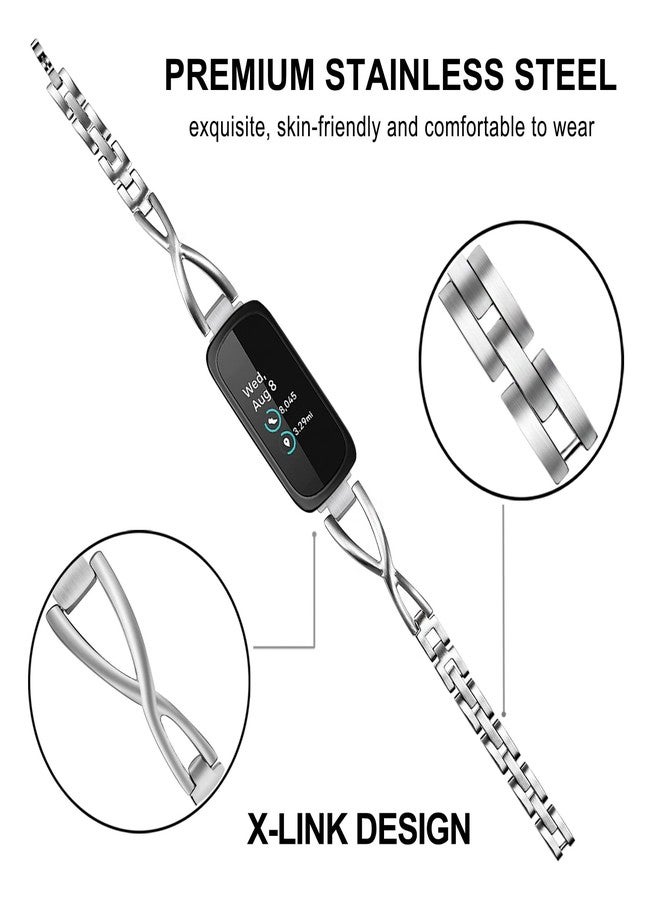 TRUMiRR Band for Fitbit Inspire 3 Women, Stainless Steel Watchband Feminine Jewelry Strap Silver Replacement for Fitbit Inspire 2 / Inspire HR/Inspire - Image 4