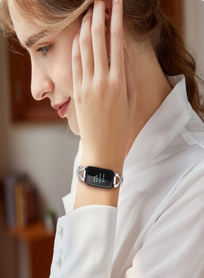 TRUMiRR Band for Fitbit Inspire 3 Women, Stainless Steel Watchband Feminine Jewelry Strap Silver Replacement for Fitbit Inspire 2 / Inspire HR/Inspire - Image 2