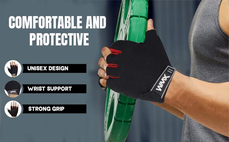 NEVER LOSE Unisex Leather Gym Gloves for Professional Weightlifting, Fitness Training and Workout | with Half-Finger Length, Wrist Wrap for Protection (XL, Roller PAD) - Image 3