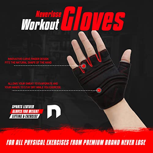 NEVER LOSE Unisex Leather Gym Gloves for Professional Weightlifting, Fitness Training and Workout | with Half-Finger Length, Wrist Wrap for Protection (XL, Roller PAD) - Image 2