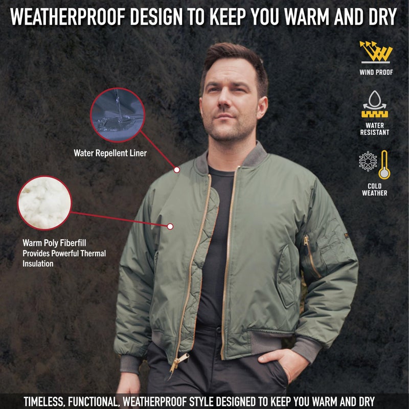 Rothco MA-1 Flight Jacket â€“ Iconic Bomber Style Cold Weather Coat Windbreaker, Black, L - Image 3