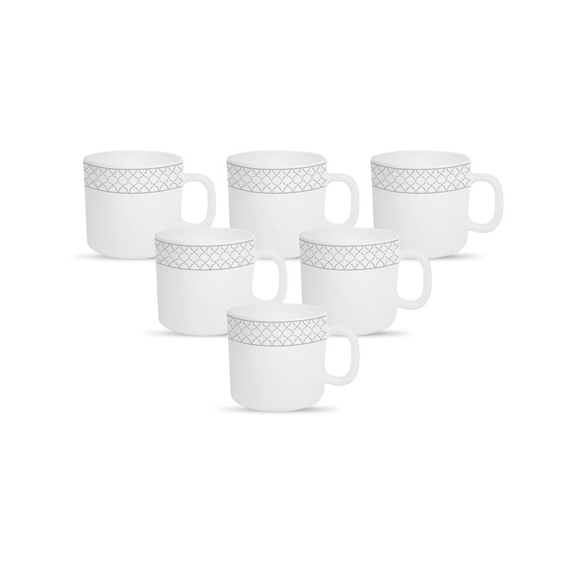 La Opala Diva, Velvett Collection Opal Glass Crockery | Coffee Mug Regular, Set of 6 | Pearl Grey, 190 ml | for Tea & Coffee | Microwave Safe | 100% Vegetarian | Extra Strong | Super Light & White - Image 5
