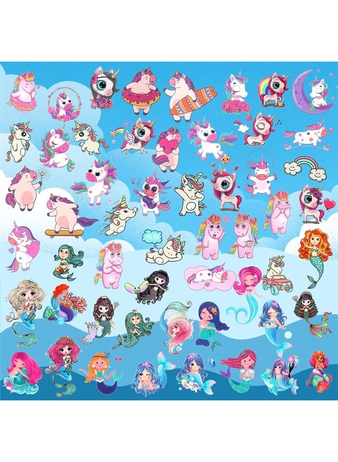 Metker Unicorn, Mermaid (260 PCS) kids waterproof temporary tattoos,children's temporary tattoo toys.Girl face tattoo stickers,Goody Bag Stuffers Party Bag Fillers - Image 2