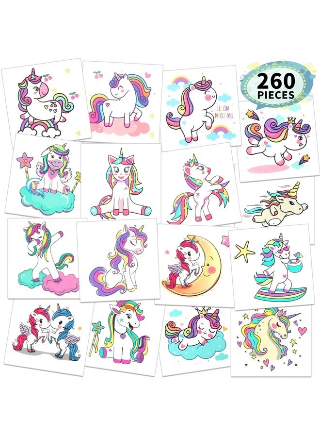Metker Unicorn, Mermaid (260 PCS) kids waterproof temporary tattoos,children's temporary tattoo toys.Girl face tattoo stickers,Goody Bag Stuffers Party Bag Fillers - Image 1