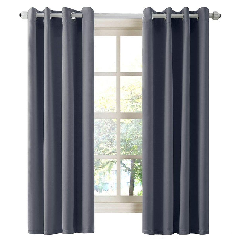 LA PALMA Thermal Insulated Blackout Darkening Grommet Living Room Curtains Window Drapes for Bedroom Pack of 2 Panels
