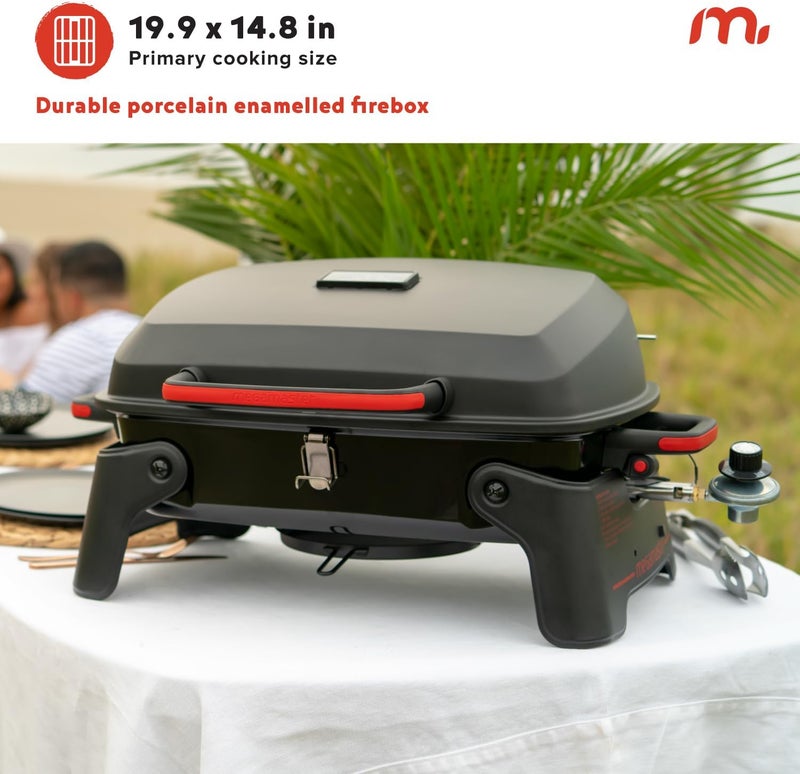 Megamaster 1-Burner Portable Gas Grill with Locking Lid, 11,000 BTU Stainless Steel Burner, Foldable Legs, Small Propane Grill for Outdoor Cooking, Camping, BBQs, Patios, and Gardens - 820-0065C - Image 5